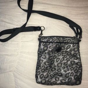 Black/Silver Leopard Print Coach Crossbody